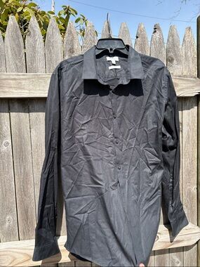 Calvin Klein black cotton slim fit dress shirt.